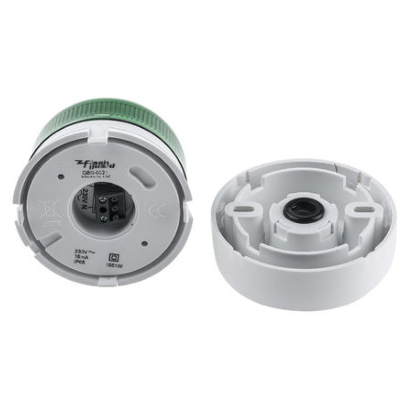 QBS-0021 停产用 QBS-0314代替Klaxon 警示灯, 绿色灯罩, 电源电压 230V交流