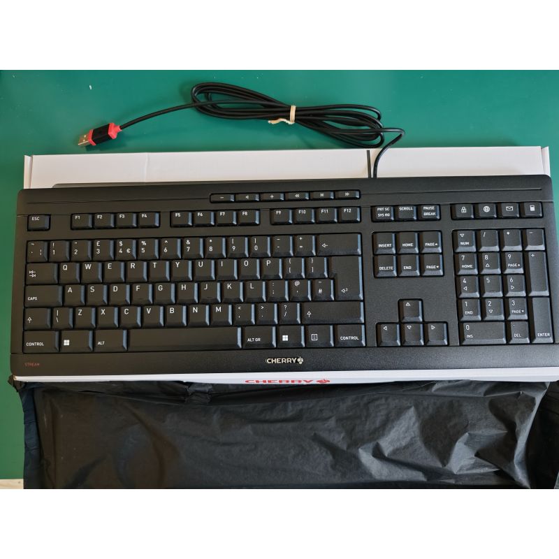 JK-8500GB-2 Cherry 有线多媒体键盘, USB接口, QWERTY（英国）布局, 黑色 105+10键